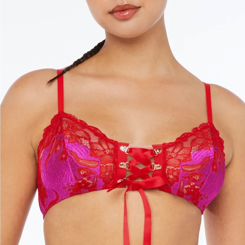 New red pink bralette bra